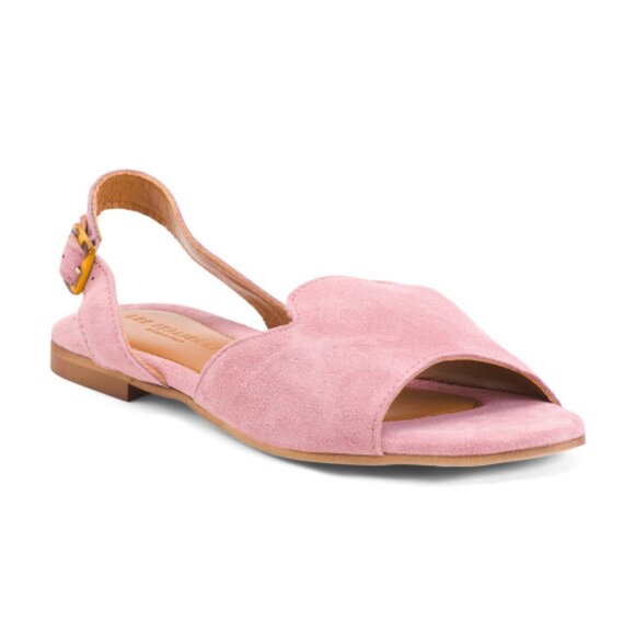 LES ITALIENNES Made In Italy Suede Flat Sandals